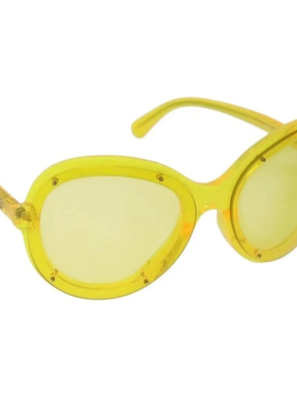 CHANEL Sunglasses Plastic Yellow CC Auth 184281M